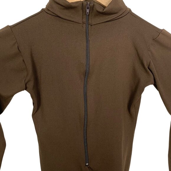 Child’s Brown Mock Turtleneck Long Sleeve Bodysuit Leotard Zip Back Cheer M 7-10 - Picture 5 of 7